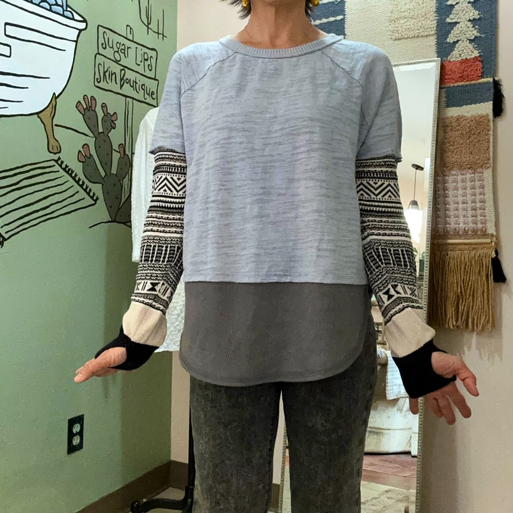 We the Free knit thermal sweater oversize sweatshirt top size xs